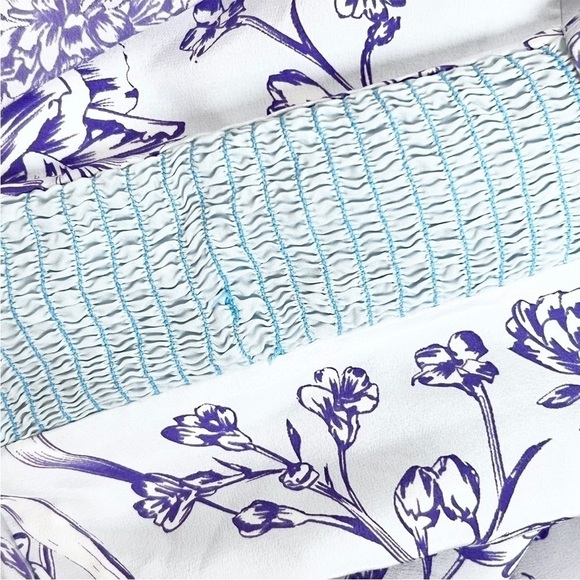 AMANDA UPRICHARD 70s Silk Floral Halter Neck Ruffled Off Shoulder Mini Dress XS - Picture 6 of 8